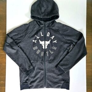 Under Armour Project rock dark grey all day hustle mens zip hoodie sz LG